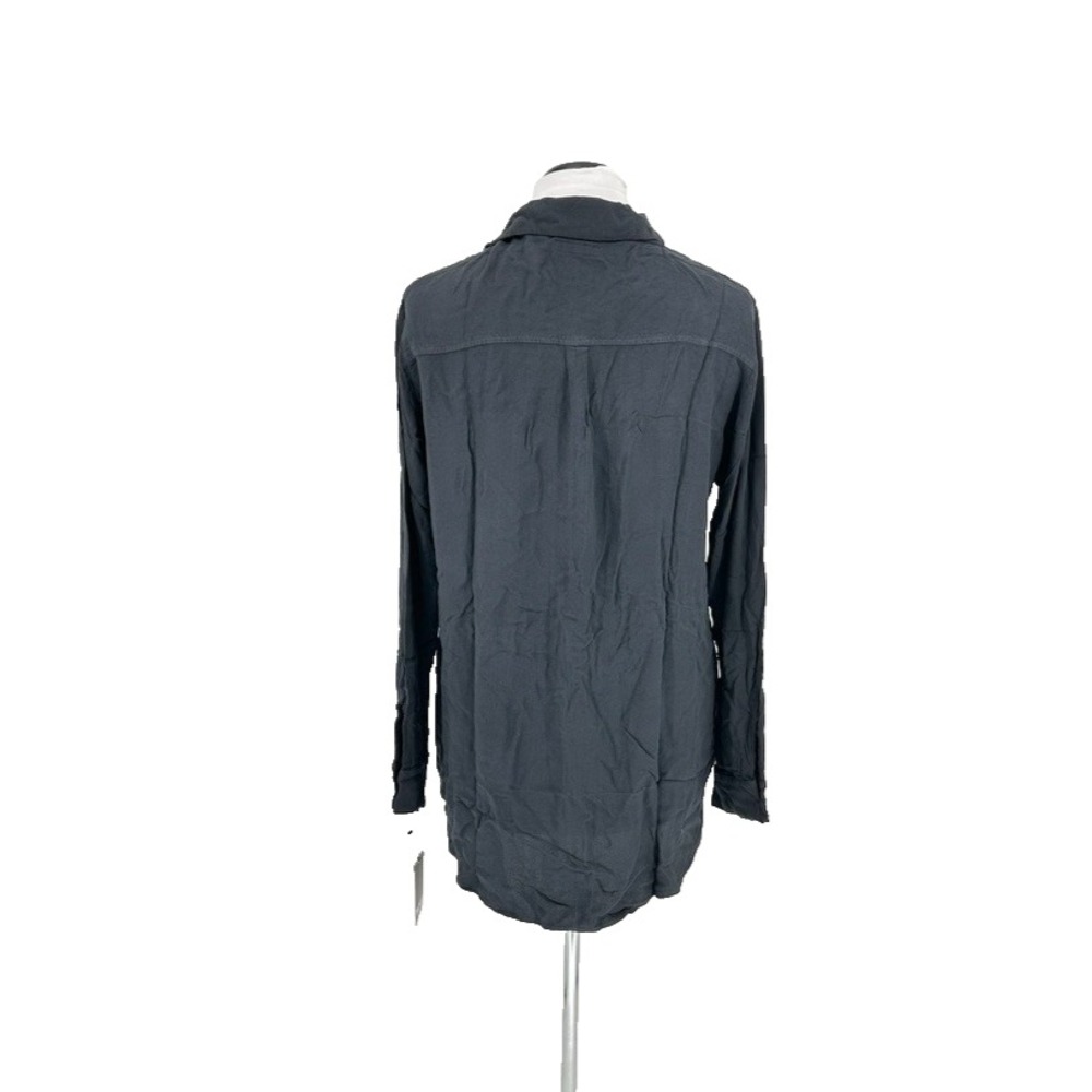 Michael Lauren Womens Button Up Shirt Black Long Sleeve Rayon Size L - Picture 4 of 8